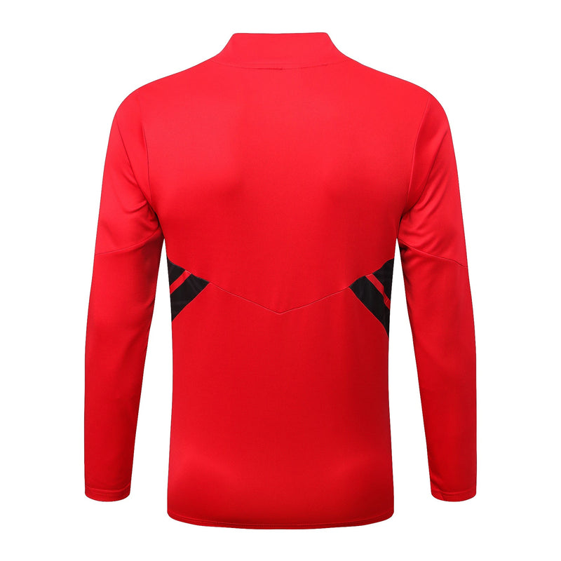 Conjunto Zíper Curto Flamengo Treino Vermelho e Preto