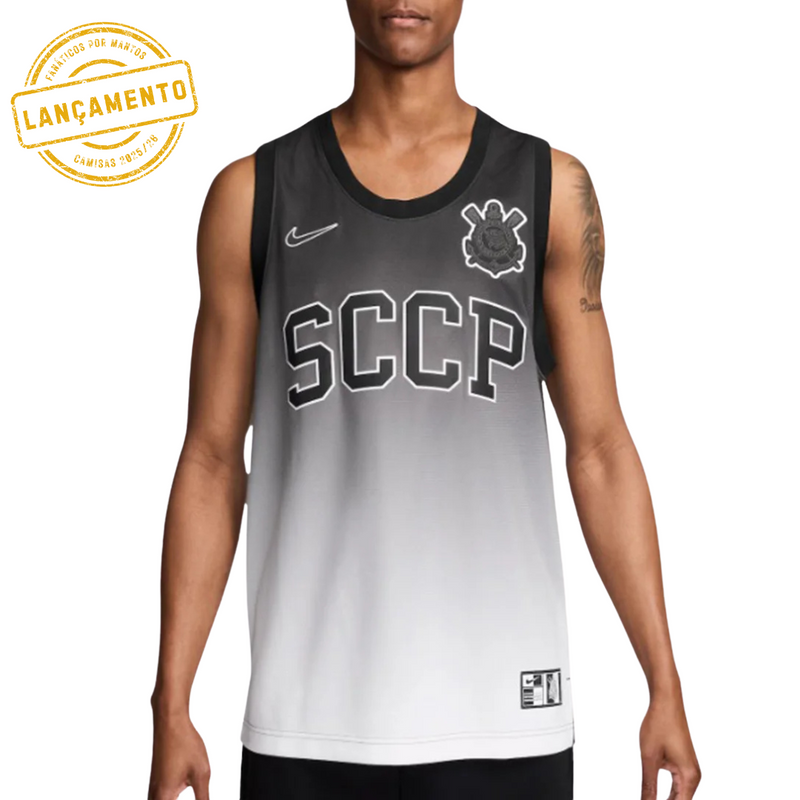 Regata Corinthians Masculina 25/26 - Preto+Branco